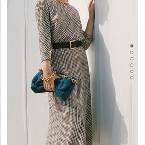 Zara NWT Medium Plaid Midi Plaid Dress